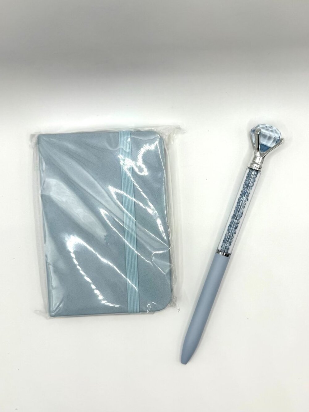 Light Blue A7 Pocket Notebook & Crystal Diamond Pen Gift Set Journal Planner NEW - Picture 7 of 10